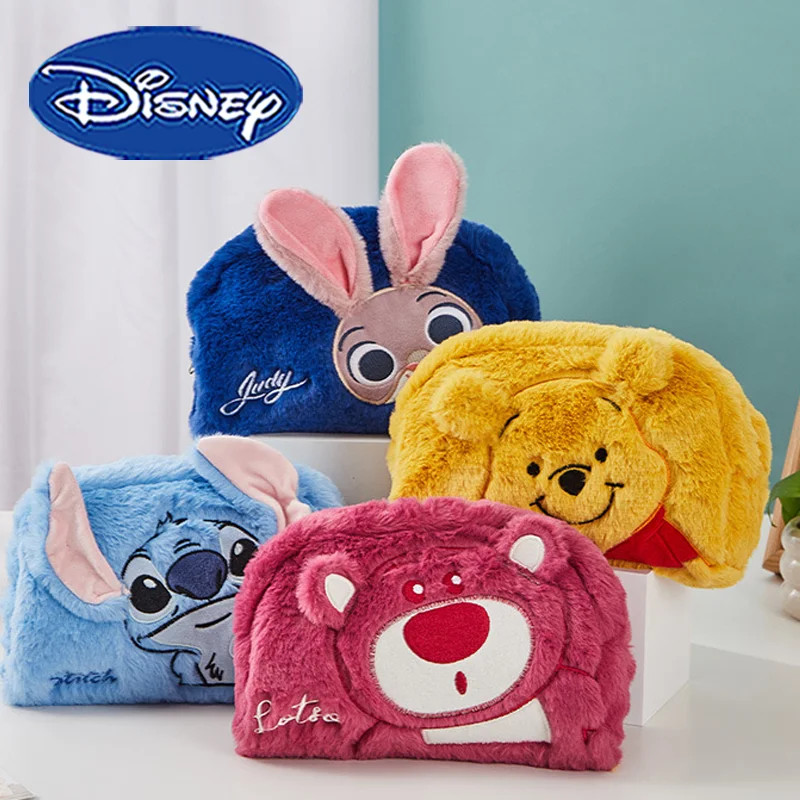 

Disney Stitch Lotso Plush Pencil Bag Cartoon Cute Girls Portable Travel Cosmetic Storage Bags Creative Students Stationery Case