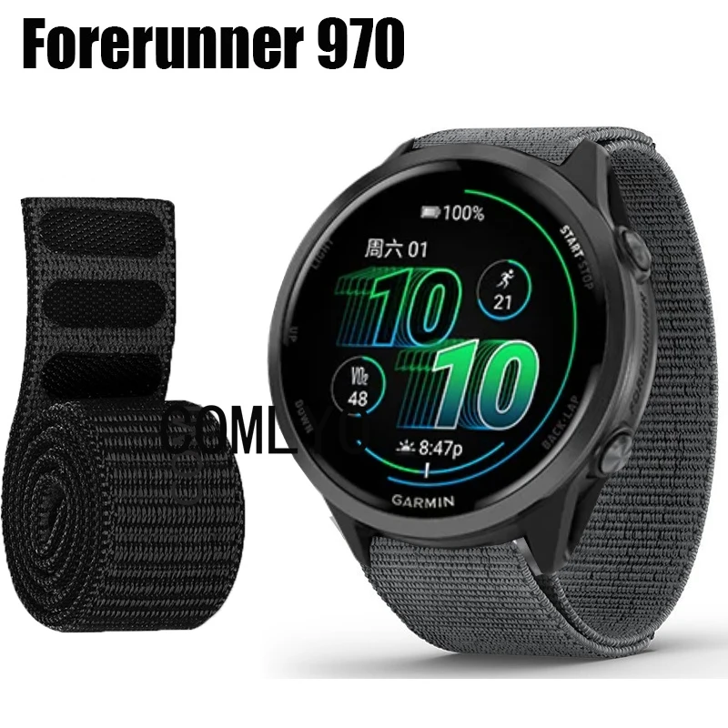 

Для Garmin Forerunner 970, ремешок для умных часов, нейлоновый ремешок на липучке, мягкий ремешок для часов, спортивный женский и мужской уличный браслет