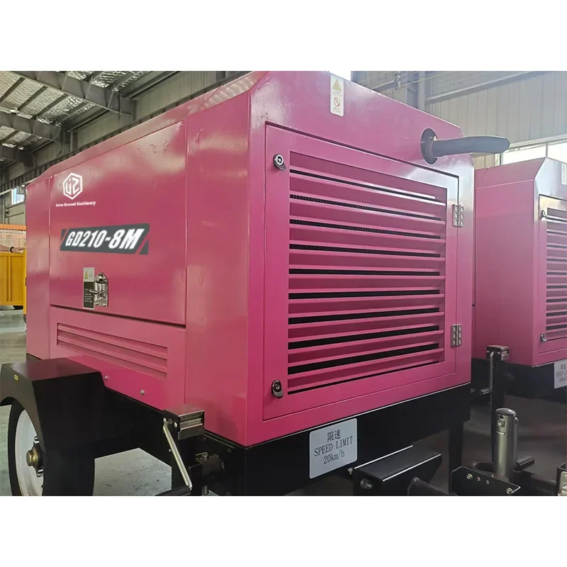 GD210-8M  210CFM  8bar  Mobile diesel engine screw air compressor 50hp