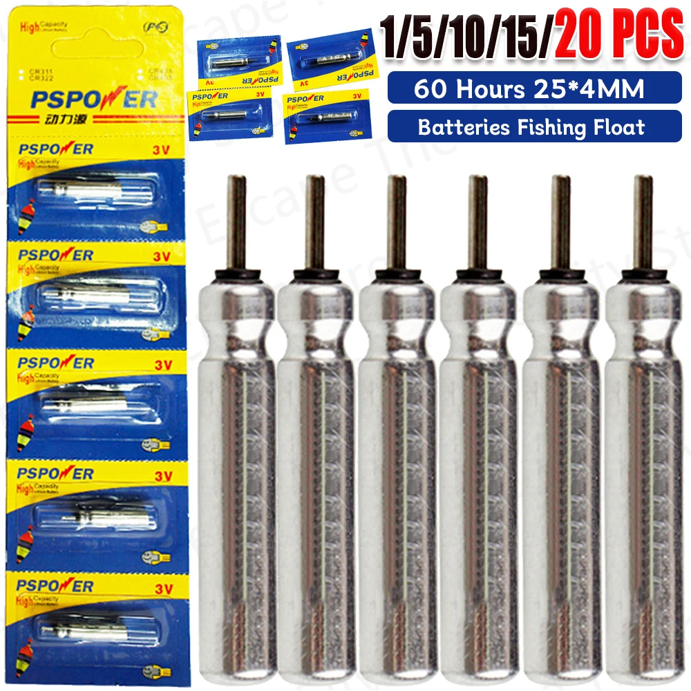 1-20PCS Electronic Fishing Light CR425 Color Change Strike Batteries Fishing Float Night Fishing Light Floats Lithium Pin Cells