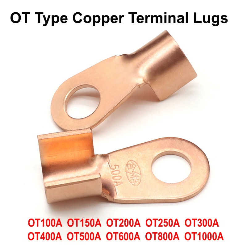 

5/10pcs OT Type Open Copper Battery Crimp Terminal Cable Wire Lugs 100A ~1000A Battery Wire Terminals Splice Connector