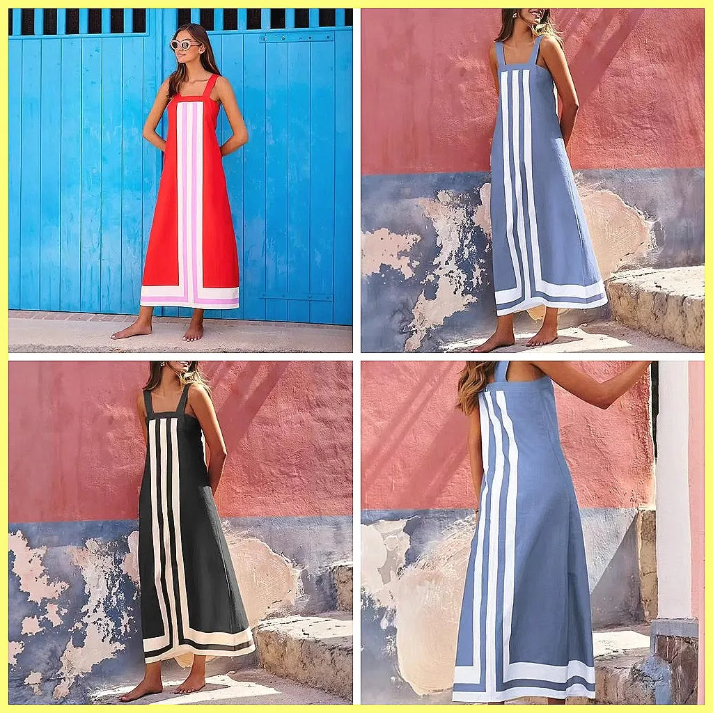 

Sexy Suspender A-Line Dress 2026 Summer Square Neck Sleeveless Beach Party Dress (Characters: 74)