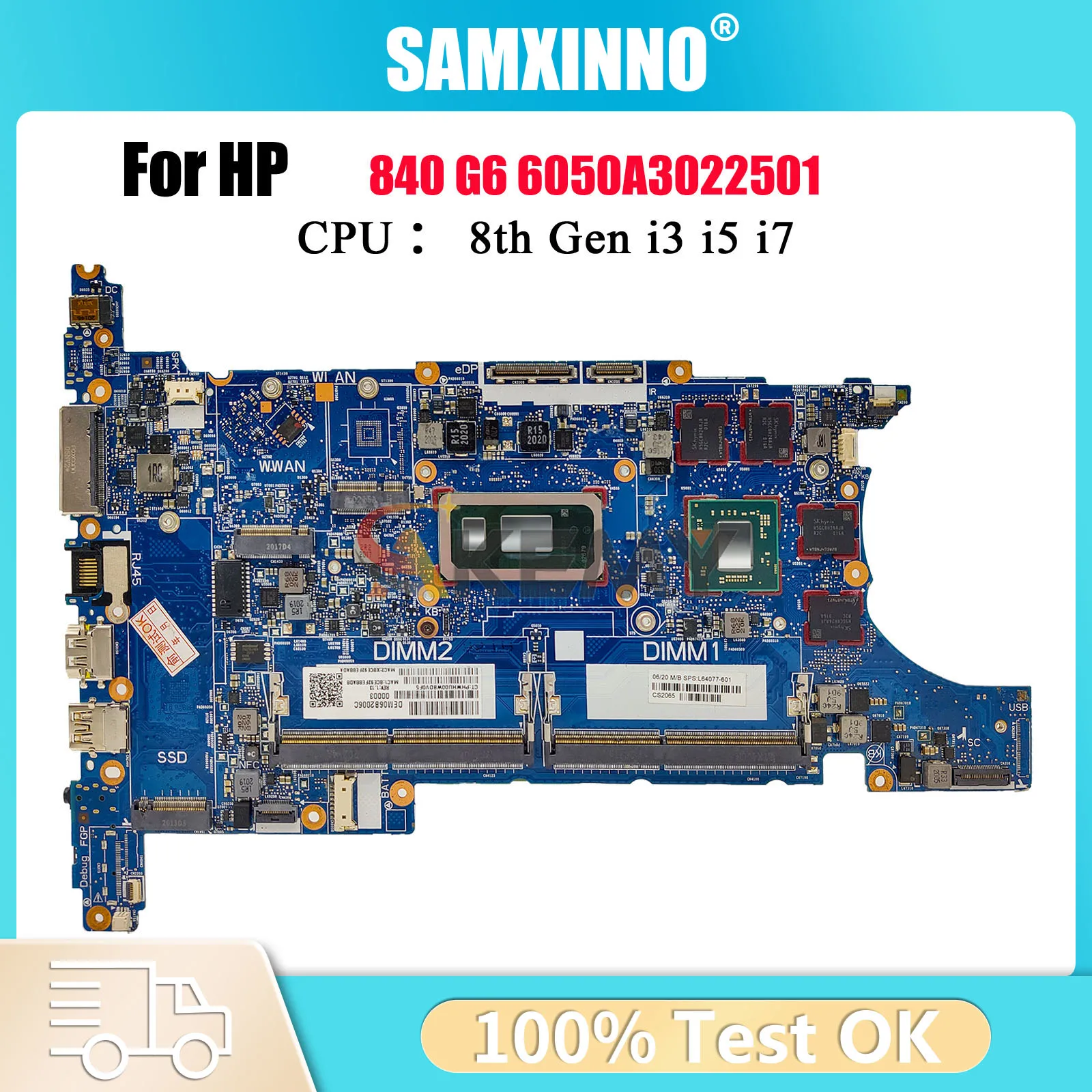 

6050A3022501 для ноутбука HP EliteBook 840 G6 850 G6, материнская плата L62756-601 с процессором i5 i7 V2G, 100% полностью протестировано