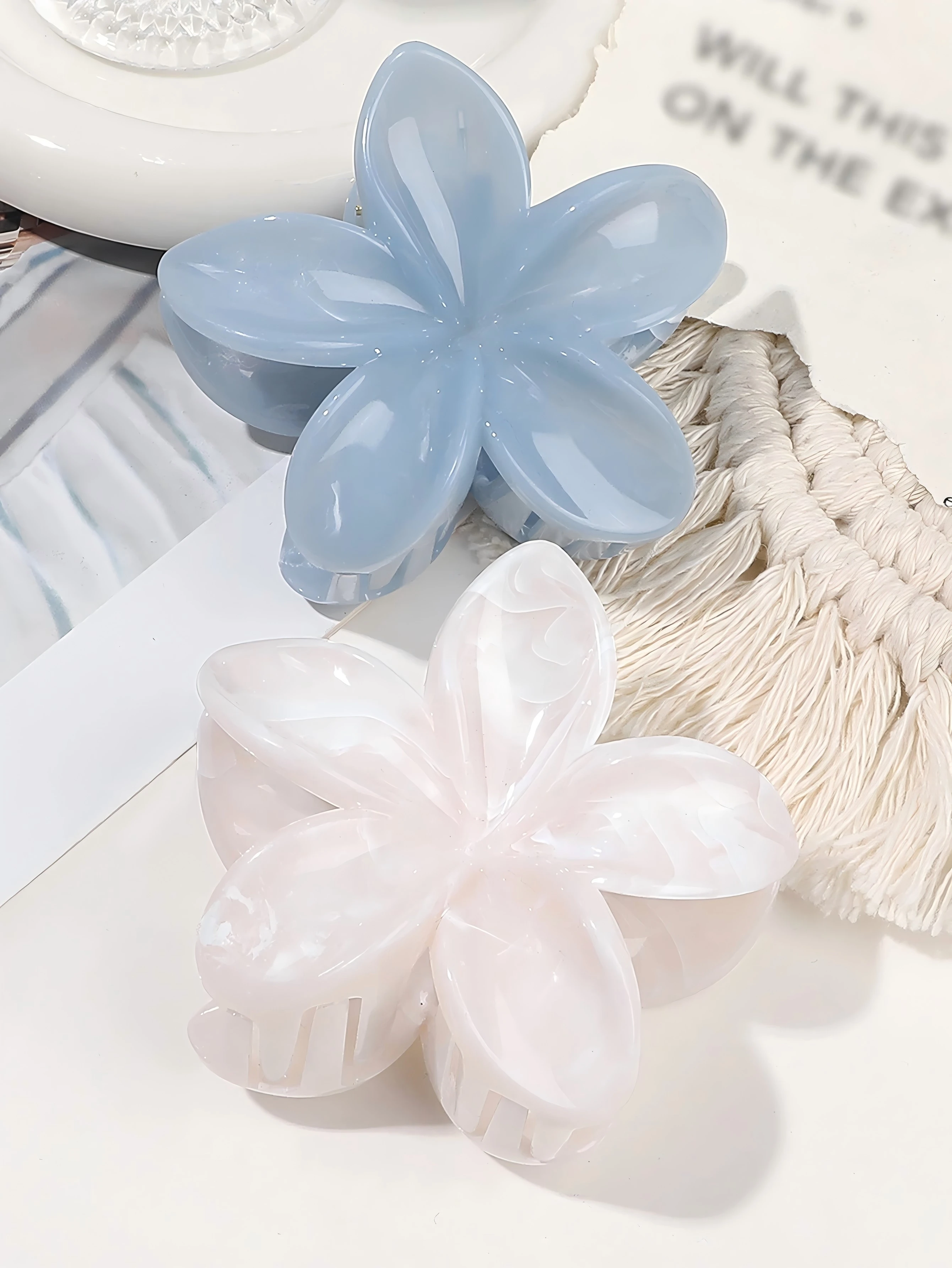 2 Stück Hawaiianische Marmor-Blumen Haarklammern für Frauen und Mädchen Urlaubsgeschenke für Feines Haar Niedliche Strand-Haaraccessoires – Detail 10