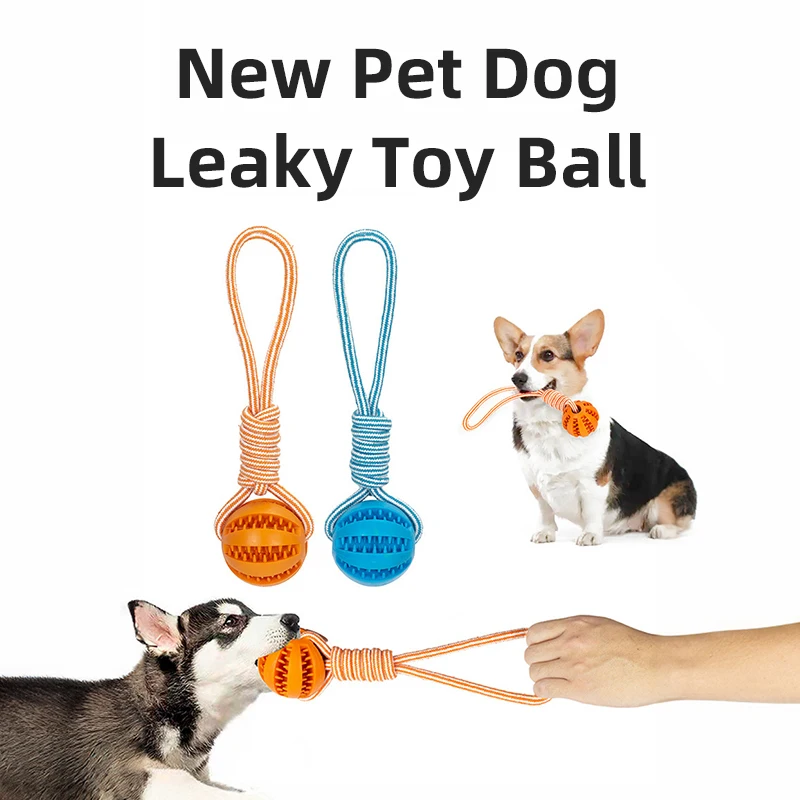 Pet Boss Dog Ball Toy with Rope Interactive Leaking Balls for Dogs Bite Resistant Chew Toys Puppy Training Pet Accessories