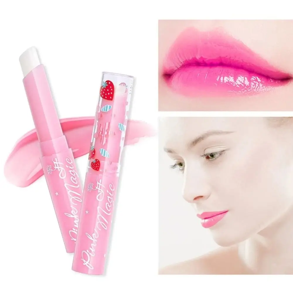 Erdbeere Warm Change Lippenbalsam Feuchtigkeit Feuchtigkeitsspendende Farbe Farbwechsel Lippenstift Make-up Pflegende Lippenstift Lippenbalsam