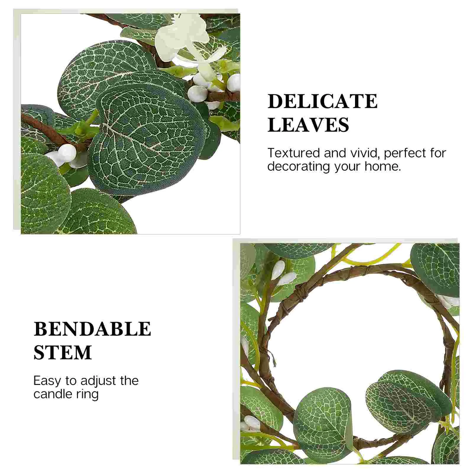 4 Pcs Artificial Eucalyptus Wreath Small Leaves Rings for Spring Out Door Decor