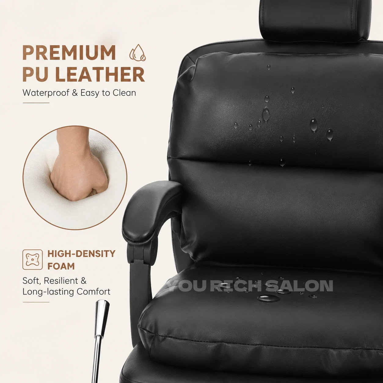 Luxury Black Pedicure Chair Comfortable Foot Spa Chair Adjustable Beauty Salon Chair with Built-in Foot Basin for Nail Salon Spa