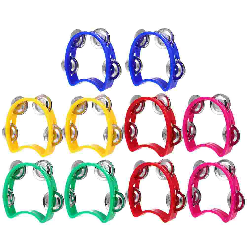 10 Pcs Double Row Hand Bell Festival Tambourines Music Party Props Child Instruments