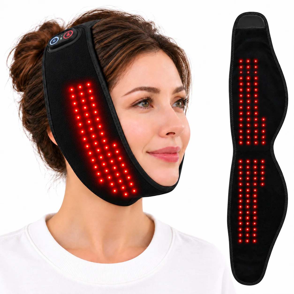 Wearable Red Light Jaw Warmer for Tight Jaw Relief 3 Heat Levels 3 Timer Settings Heated Face Wrap for Daily Relaxation Comfort