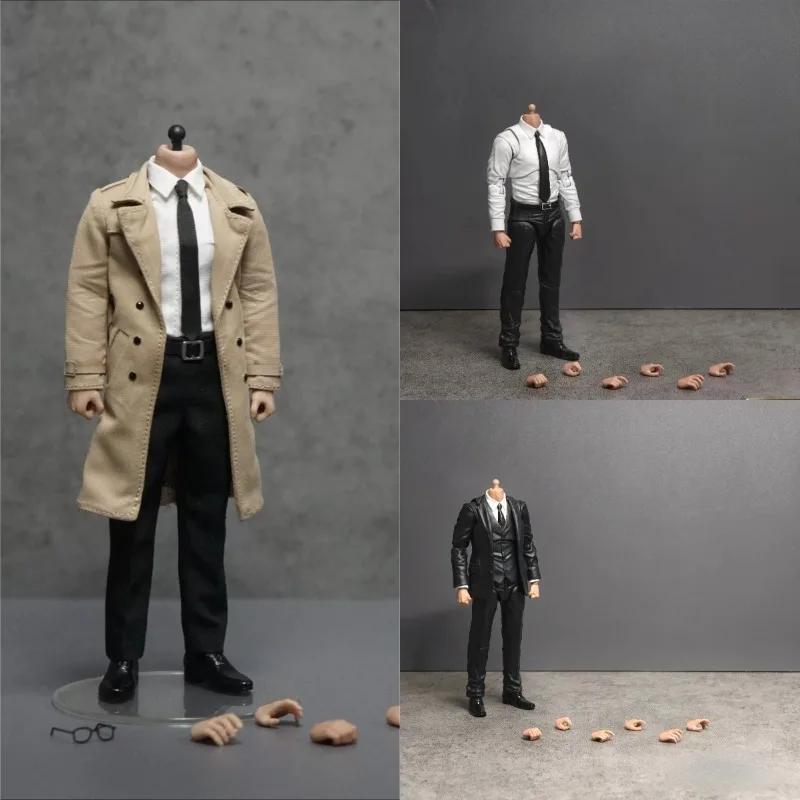 

1/12 Scale Male Black Suit Body with Interchangeable Hands Soldier Model for 6" SHF NW MEZCO Head Sculpt Action Figure