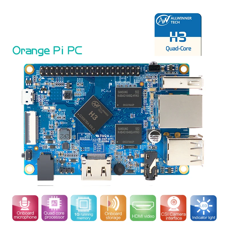 Orange Pi PC 1GB H3 Quad-Core Support Android,Ubuntu,Debian Image Single Board Computer