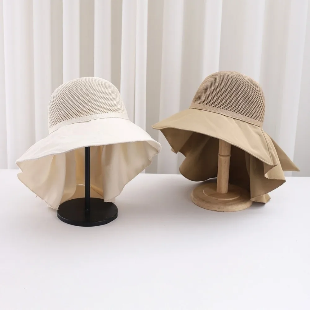 Korean Style Women Wide Brim Sun Hat Wide Brim Neck Flap Sun Protection Cap Breathable UPF50+ Ladies' Sun Hat - view 5