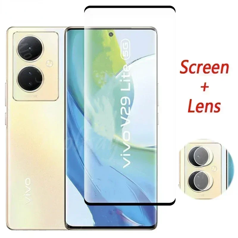 Cubierta completa de vidrio templado para Vivo V29 Lite 5G Protector de pantalla para Vivo V29 Lite cámara de cristal para Vivo V29 Lite vidrio de 6,78 pulgadas