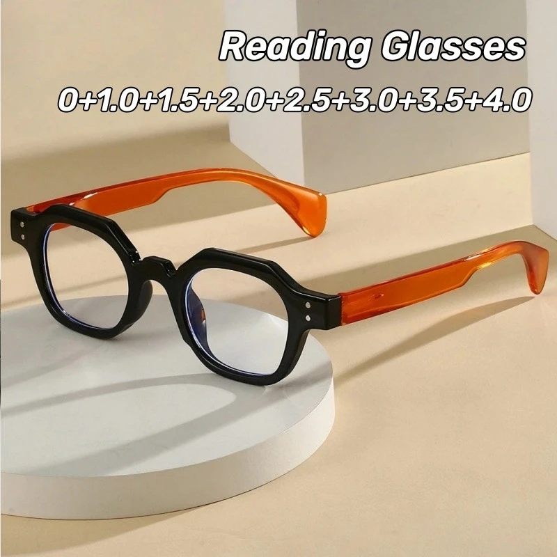 

Men's and Women's Retro Polygonal Anti Blue Light Reading Glasses Classic Small-Frame Comfort Hyperopia Glasses Eye Protectio