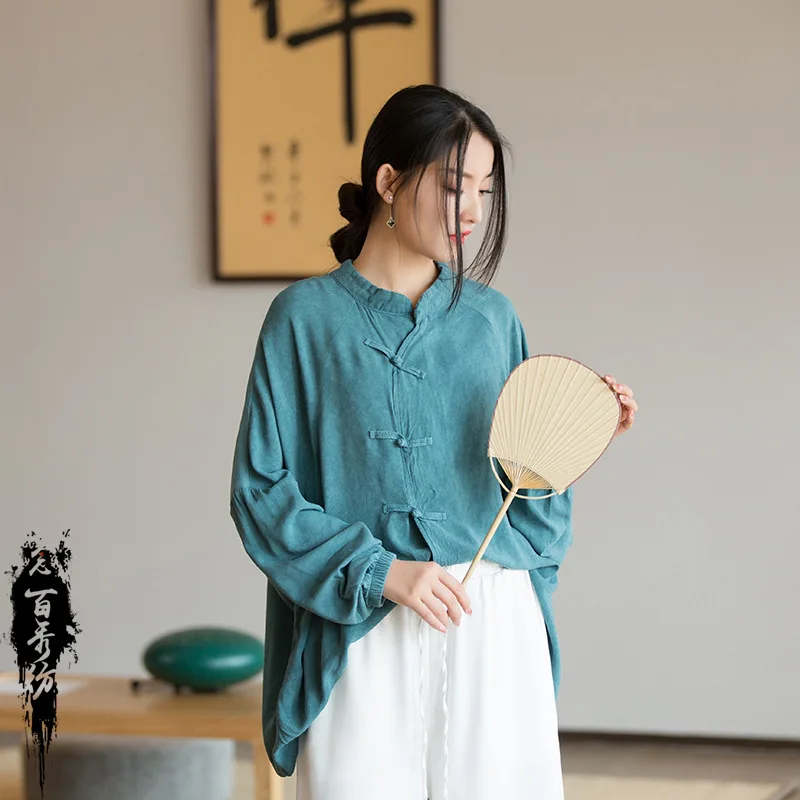 

Spring New Tie-Dyed Stone Washed Soft All-Match Cardigan Women's Home Travel Socialite Style Breathable Shirt