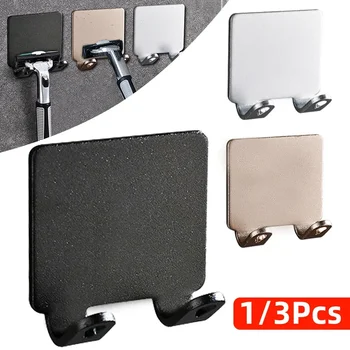 Soporte para maquinilla de afeitar de aluminio para espacio de baño, gancho de almacenamiento para pared, estante para afeitadora para hombres, estante para maquinilla de afeitar sin perforaciones, organización de accesorios