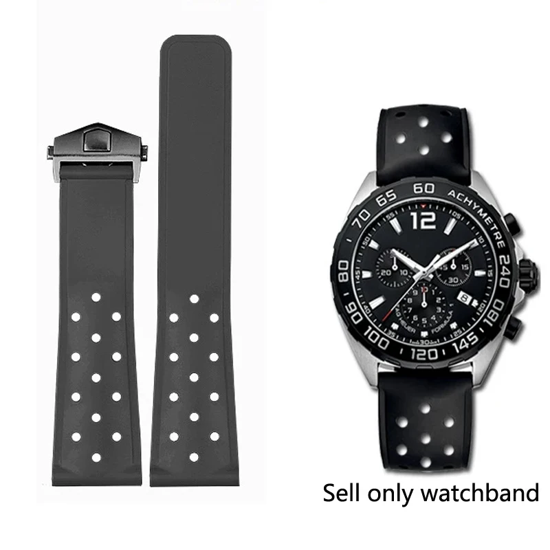 Breathable silicone strap 22mm For TAG Heuer FORMULA 1 racing Carrera Race MONACO Rubber watchband 22mm Watch accessories Band