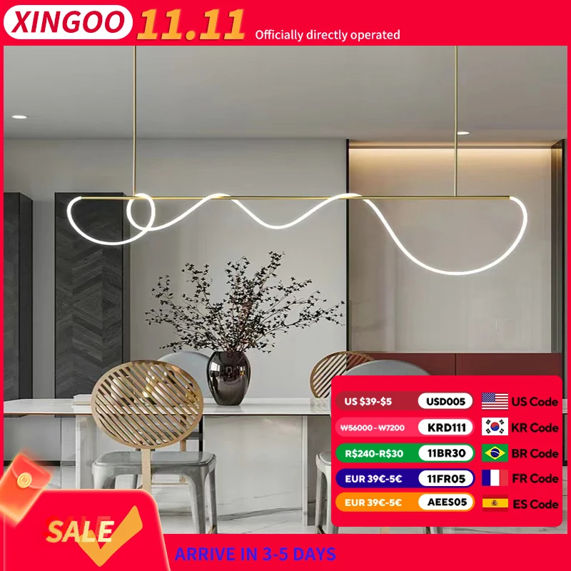 Led Chandeliers For Living Room Dining Pendant Modern Style Hanging Lamp For Ceiling Linear Lamp Long Strip Designer Light 200CM