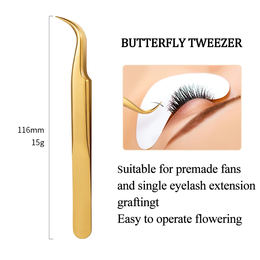 Großhandel Gold Wimpern Verlängerung Pinzette Kunden Verfügbar Edelstahl Lash Pinzette OEM Akzeptabel Wimpern Applikator Pinzette