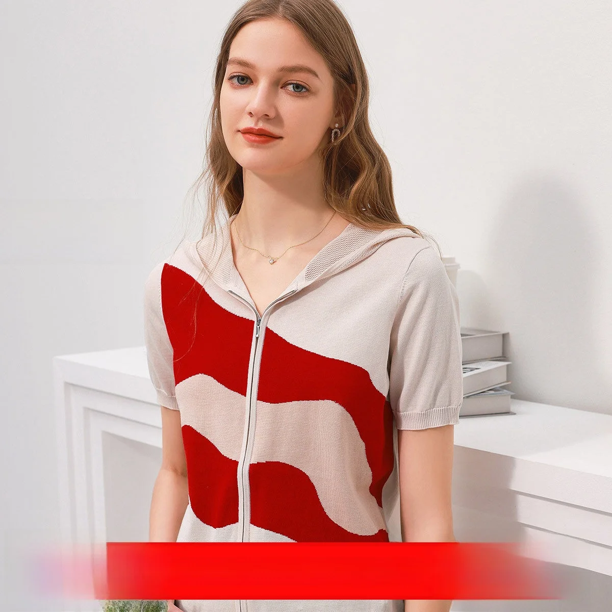 

Color Block Zipper Cardigan Thin Silk Women's Jacket Hoodie Street Style Sporty Casual Cotton 70% Silk 30% Short Sleeve
