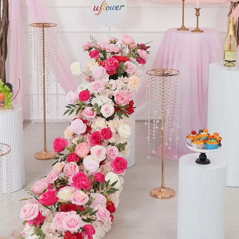 

Декор для свадебного фона: Искусственные цветы, имитация роз и антуриумов, цветочная дорожка для стола, высококачественные искусственные цветы для свадьбы