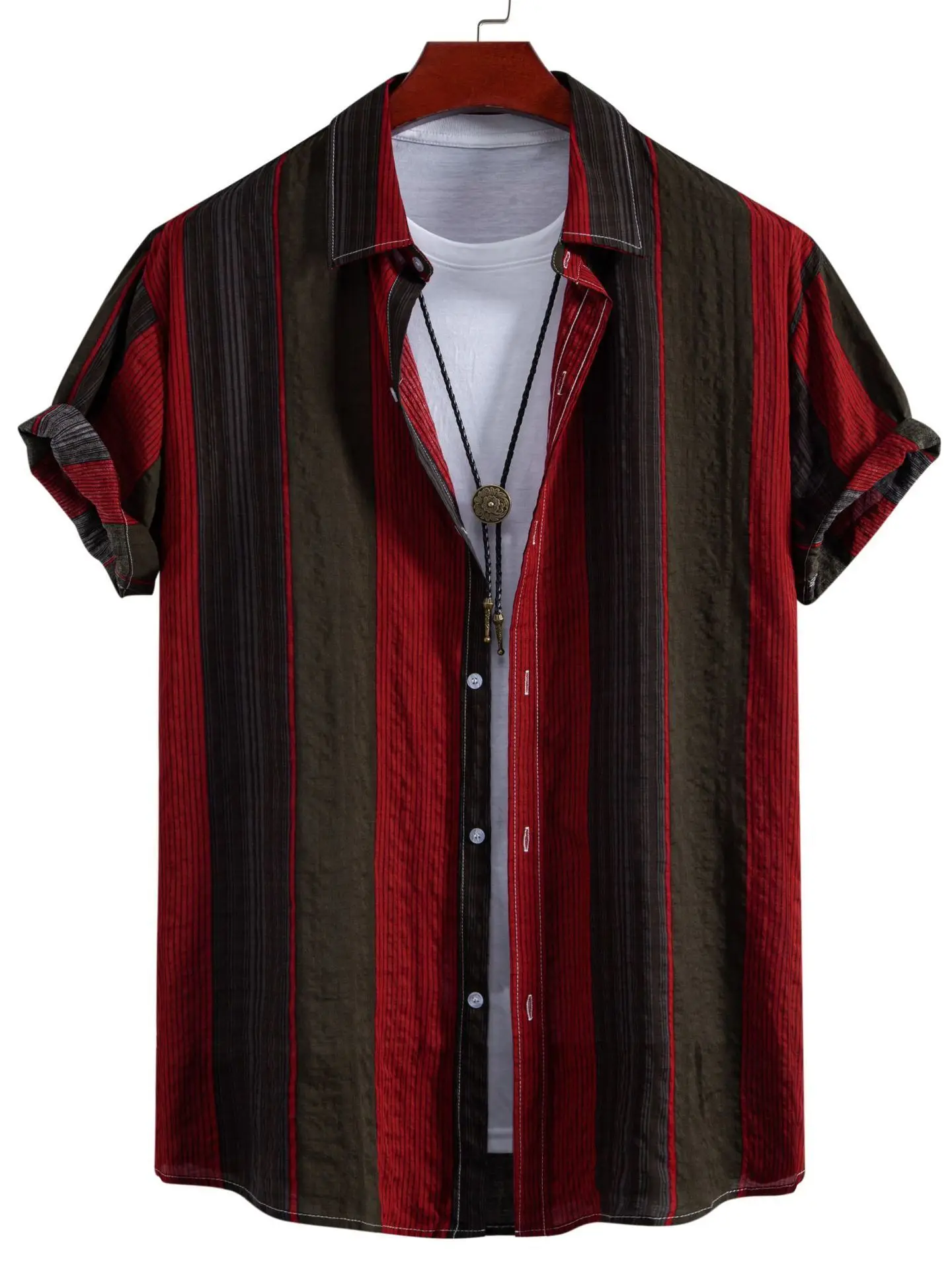 

Summer Casual Printed Men's plus Size ort Sve irt Comfortable Loose Fit Youth Faion Thin Cotton No Iron Treaent