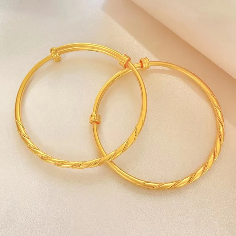 

9999 24K Real Gold Bracelet 4n Twist Women's Bandbang Ancient Method Inherited Niche Design