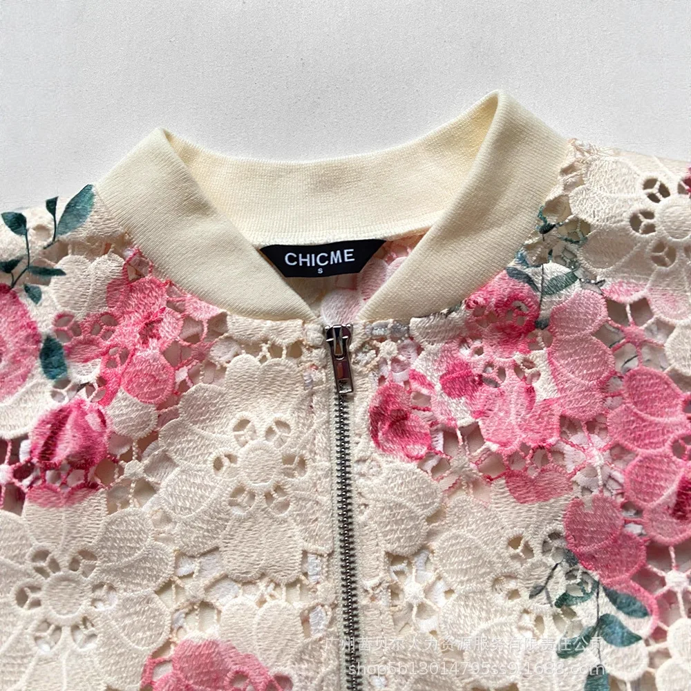 معطف النساء معاطف البيسبول سترة الأزهار الجوف خارج السترات Y2k الشارع الشهير العمل عادية فضفاض أنيق لصق 2025 الخريف الشتاء