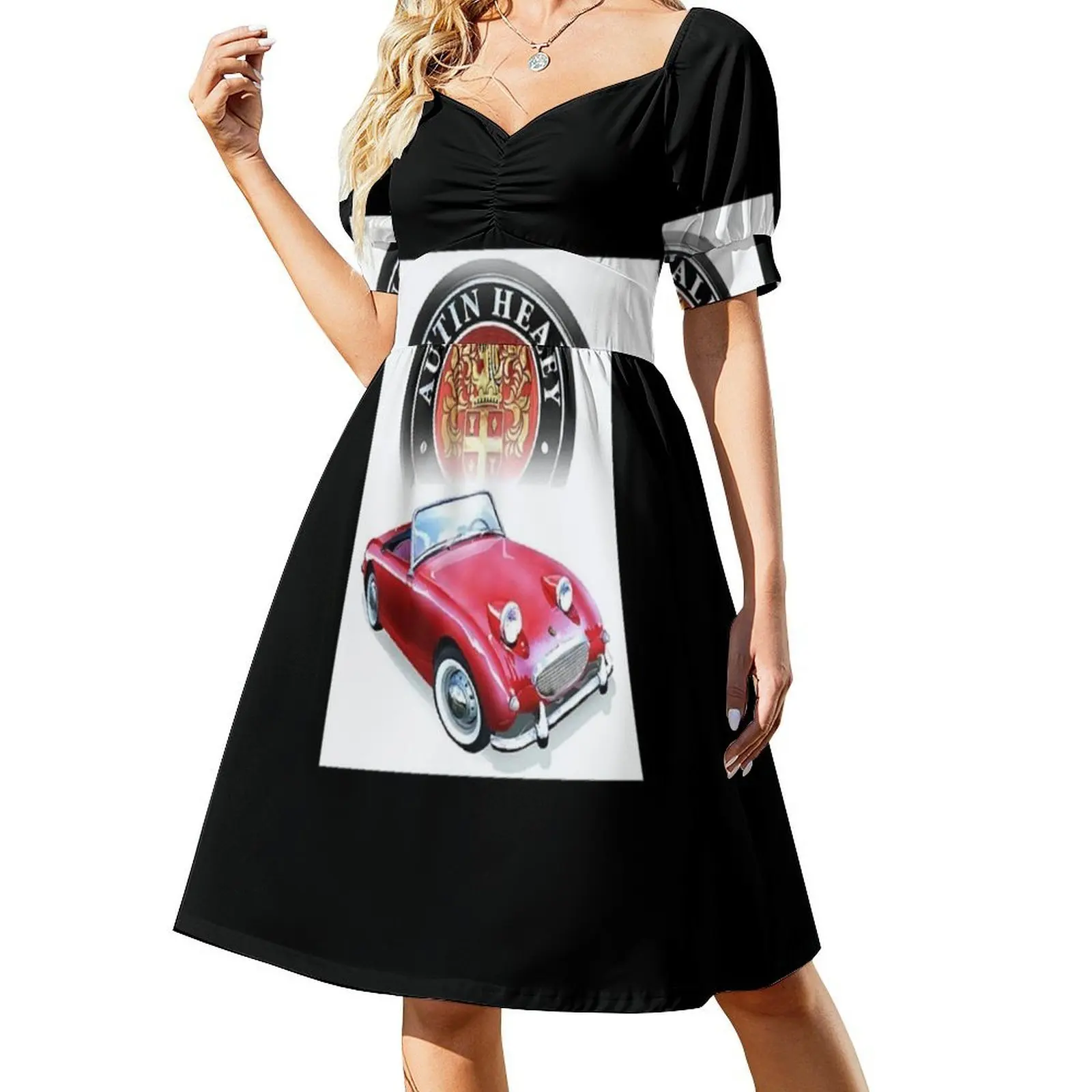 فستان كاجوال على الطراز الكوري من Austin Healey-Sprite للنساء فساتين مكتب يومية بسيطة للسيدات من Austin Healey Back Automobile British #2