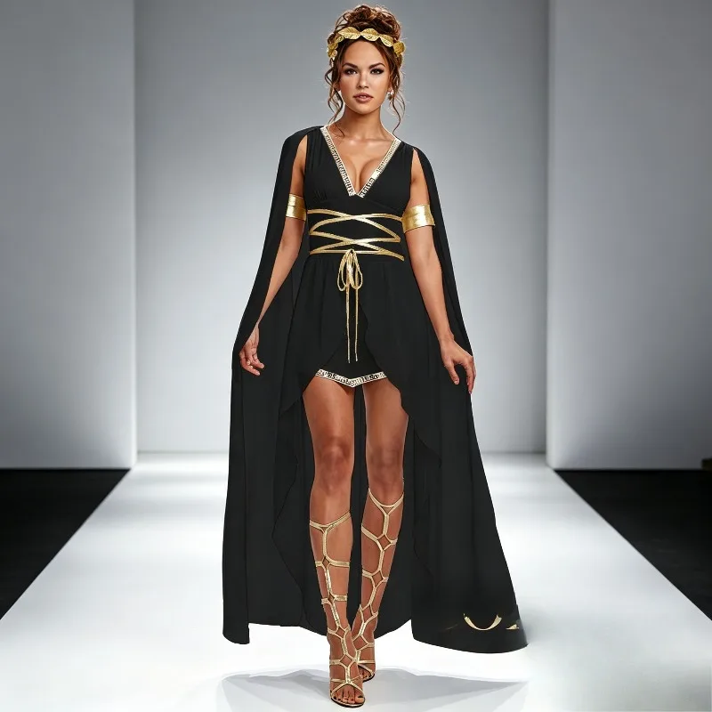 Greek Roman Goddess Dress Flowing White Toga Robe Halloween Cosplay Costume for Stage Performance and Party - view 3