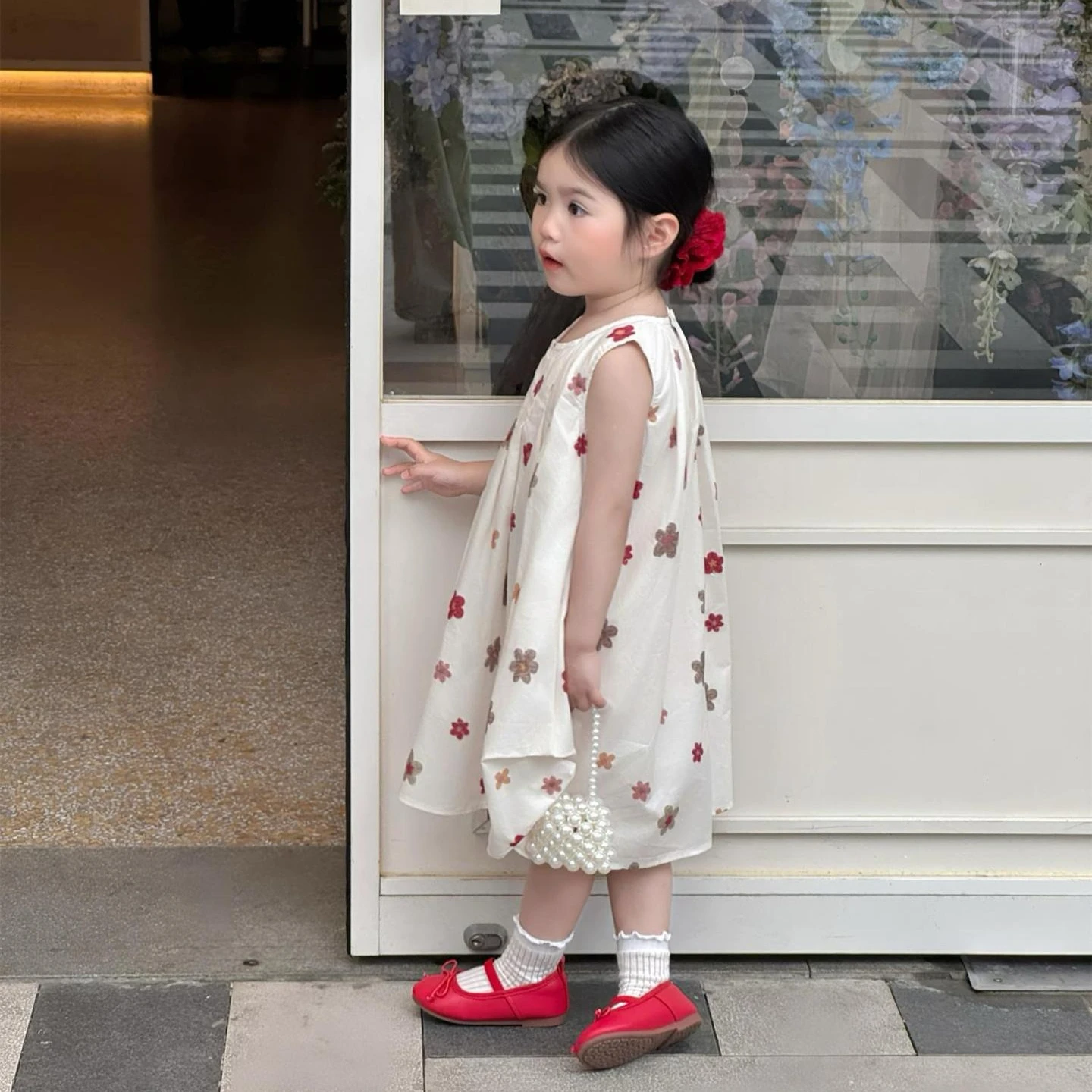 Girls Dress 2026 Spring and Summer New Children's Clothes Girls Baby Sweet Style Full Print Flowers Back Buckle Loose Sundress