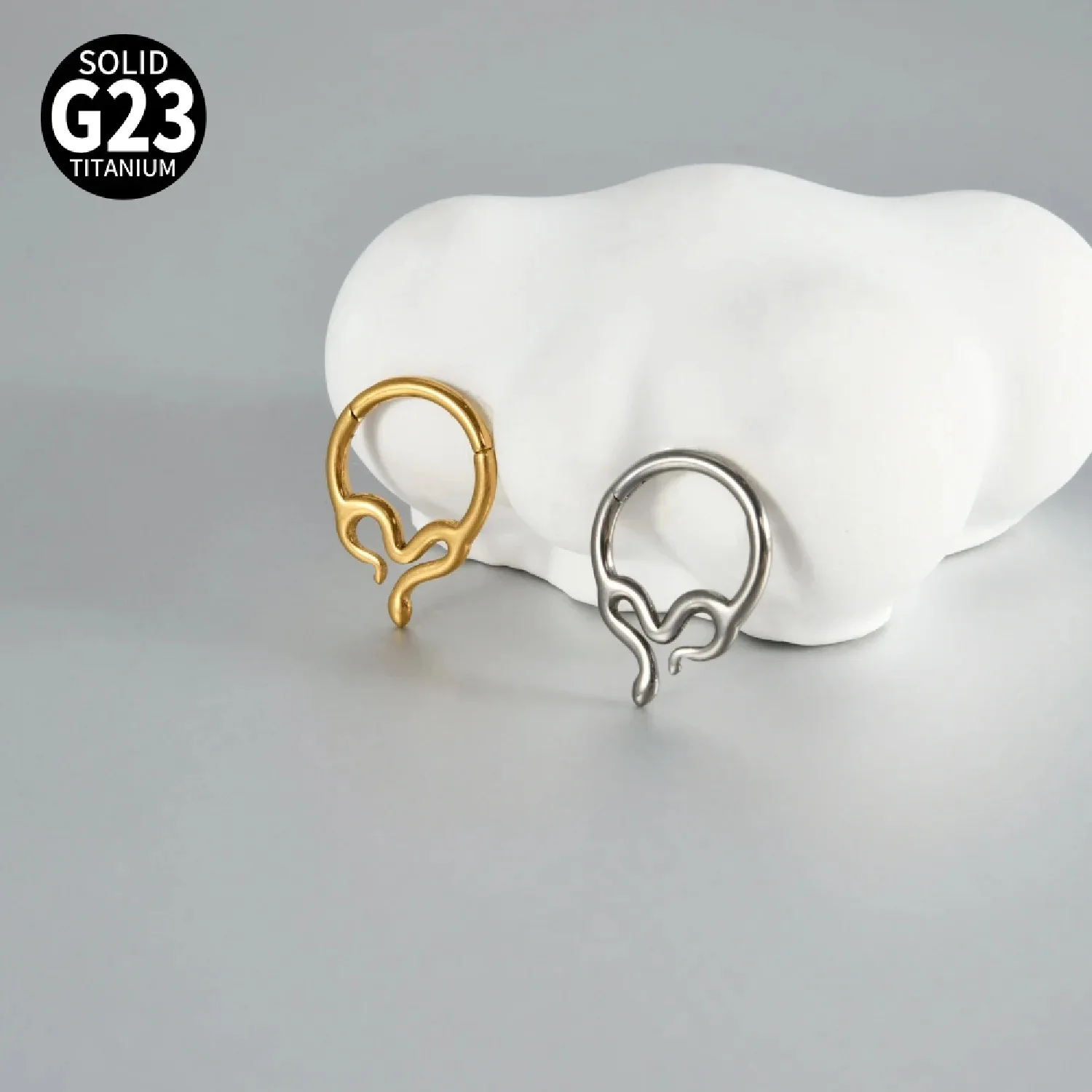 1PC G23 Titanium Septum Nose Rings Snake&Spide Segment Rings Tragus Daith Helix Earrings for Men Women Nose Ear Piercing Jewelry