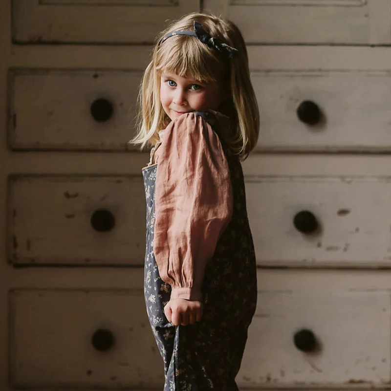 Mädchen Retro Spleißen Spitze Baumwolle Leinen Shirts Herbst Neue Revers Puppe Strickjacke Süße Und Niedliche Baby Mädchen Langarm bluse Tops – Detail 3