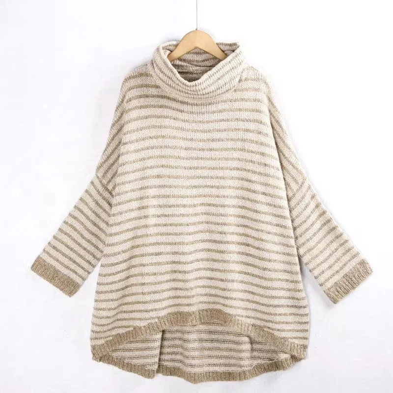 

Свитер с высоким воротником, модный полосатый цветной блуз, вязаный топ, осень-зима, новый Sle, стандартная длина, удобный для поездок на работу