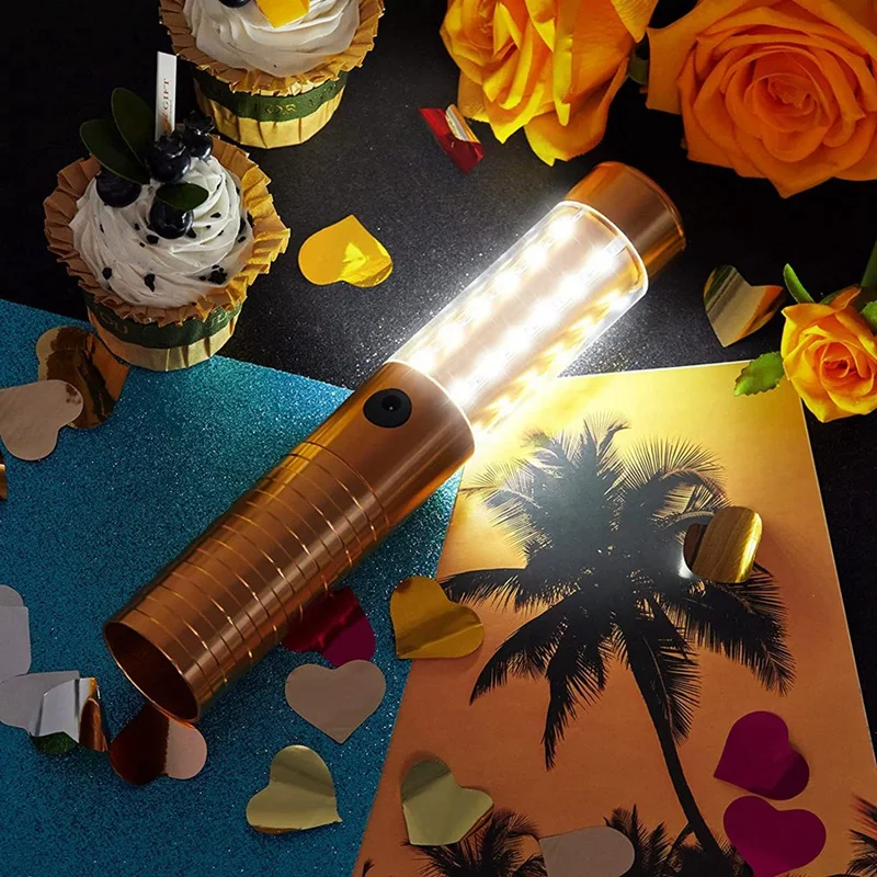 4 Pcs LED Strobe Baton Light LED Bottle Service Light Reusable LED Light Champagne Bottle Handheld Light Gold,US Plug