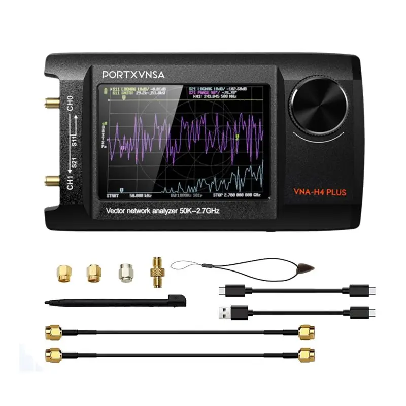 [LXYA68Z!] Nanovna-H4 Plus Portable Vector Network Antenna Analyzer 4In IPS LCD Display Touch Sreeen 50Khz 2.7Ghz Bulid In 5000M