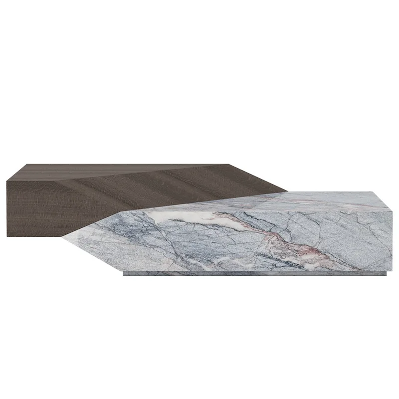 

Italian minimalist natural marble coffee table high-end designer style living room creative special-shaped travertine