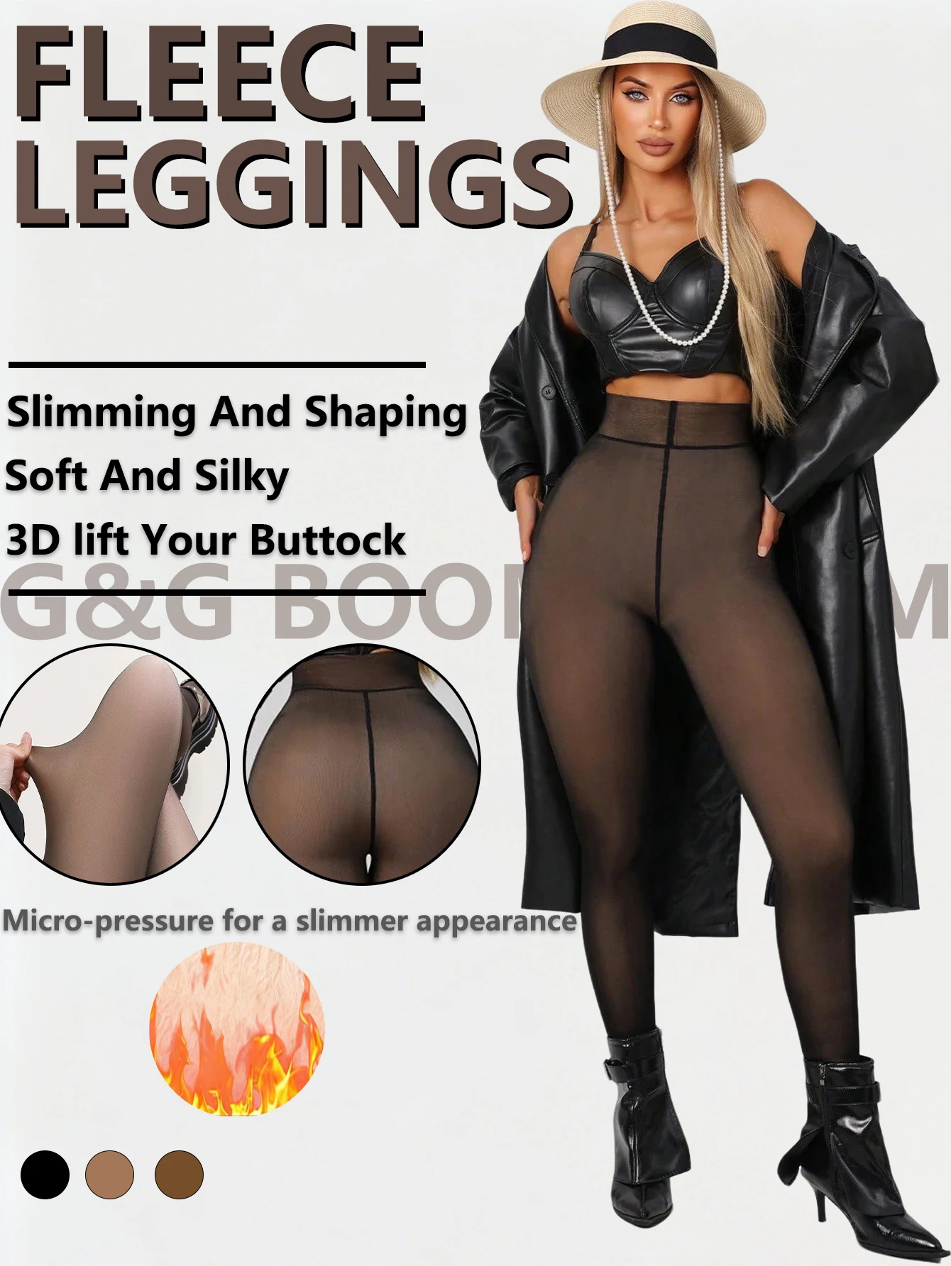 

omen's Sexy Sheer Black Tights, Autumn/Winter Pantyhose For Business & Sexy Look, Plus Size Fleece Lined Warm Tights