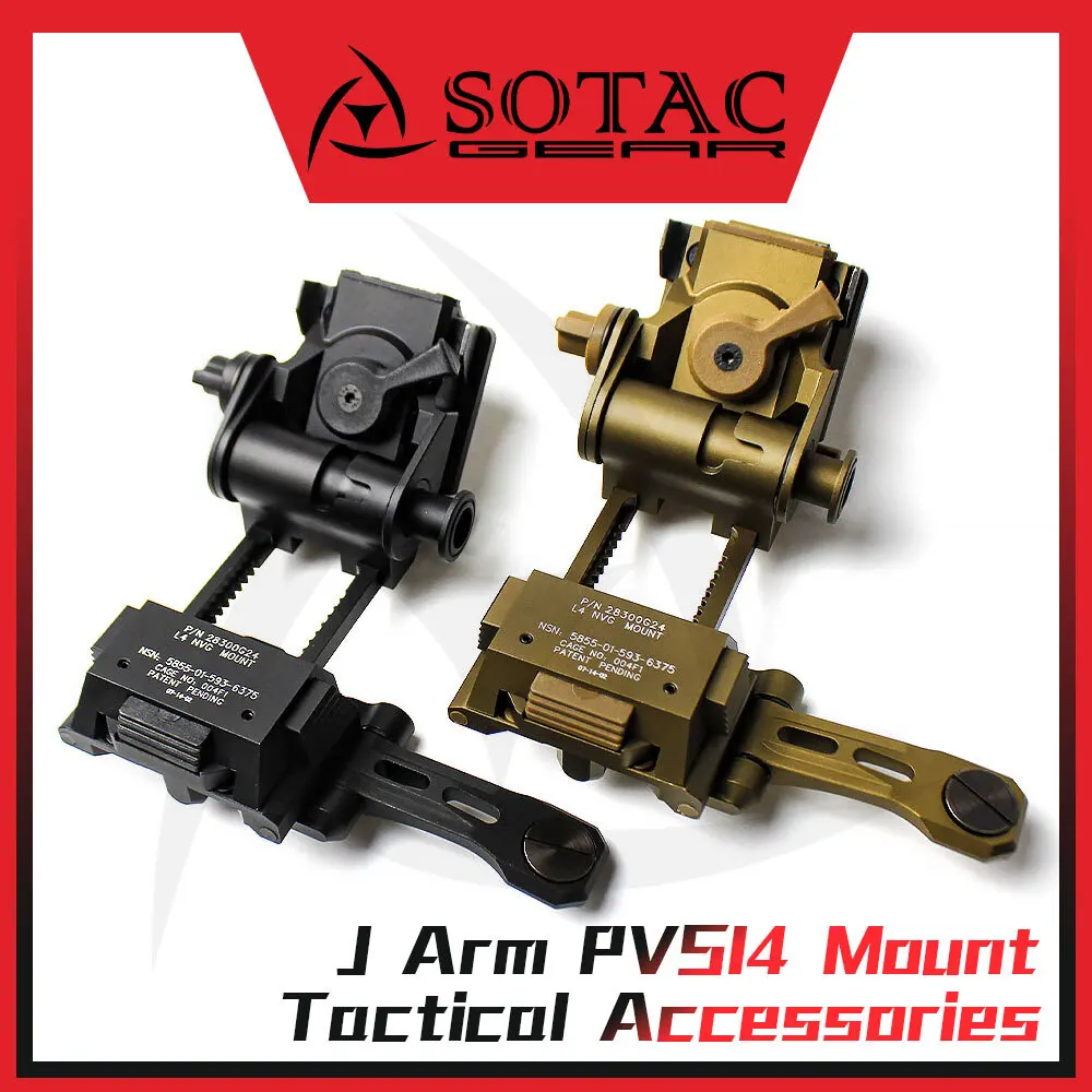 SOTAC-GEAR Metal L4G24 NVG Helmet Mount + PVS14 J Arm Night Vision Goggle Bracket Lightweight