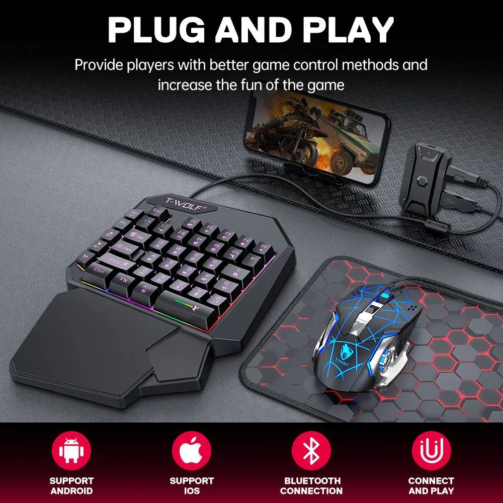 teclado e mouse gamer ratos periferico jogo movel teclado mouse artefato deus comer frango artefato ios tablet telefone 01