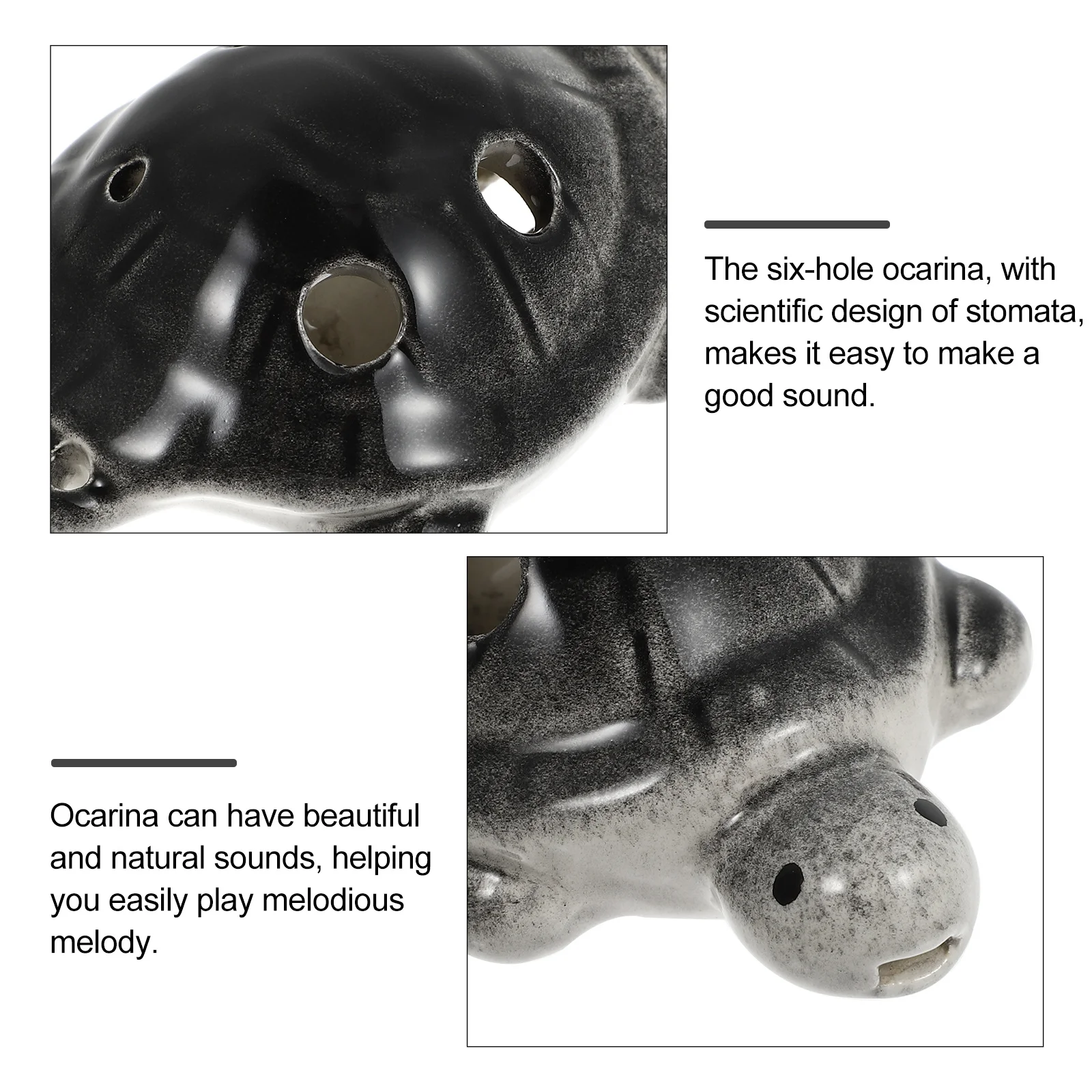 1 Juego de Ocarina de porcelana blanca con forma de tortuga, flauta Ocarina portátil para principiantes, instrumento ligero para estudiantes