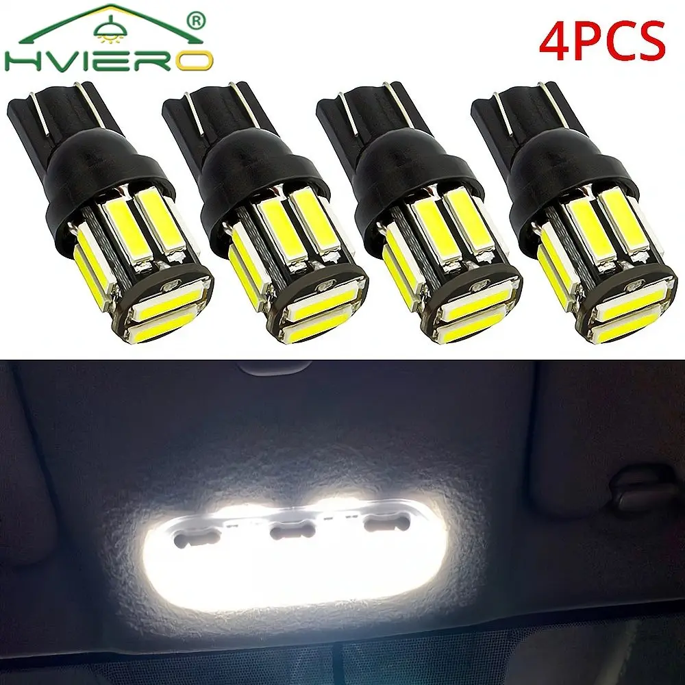 4Pcs T10 COB 10Led 7020 Auto At Night LED 194 168 Wedge Replacement Reverse Instrument Panel Lamp White Blue Bulbs For Lighting