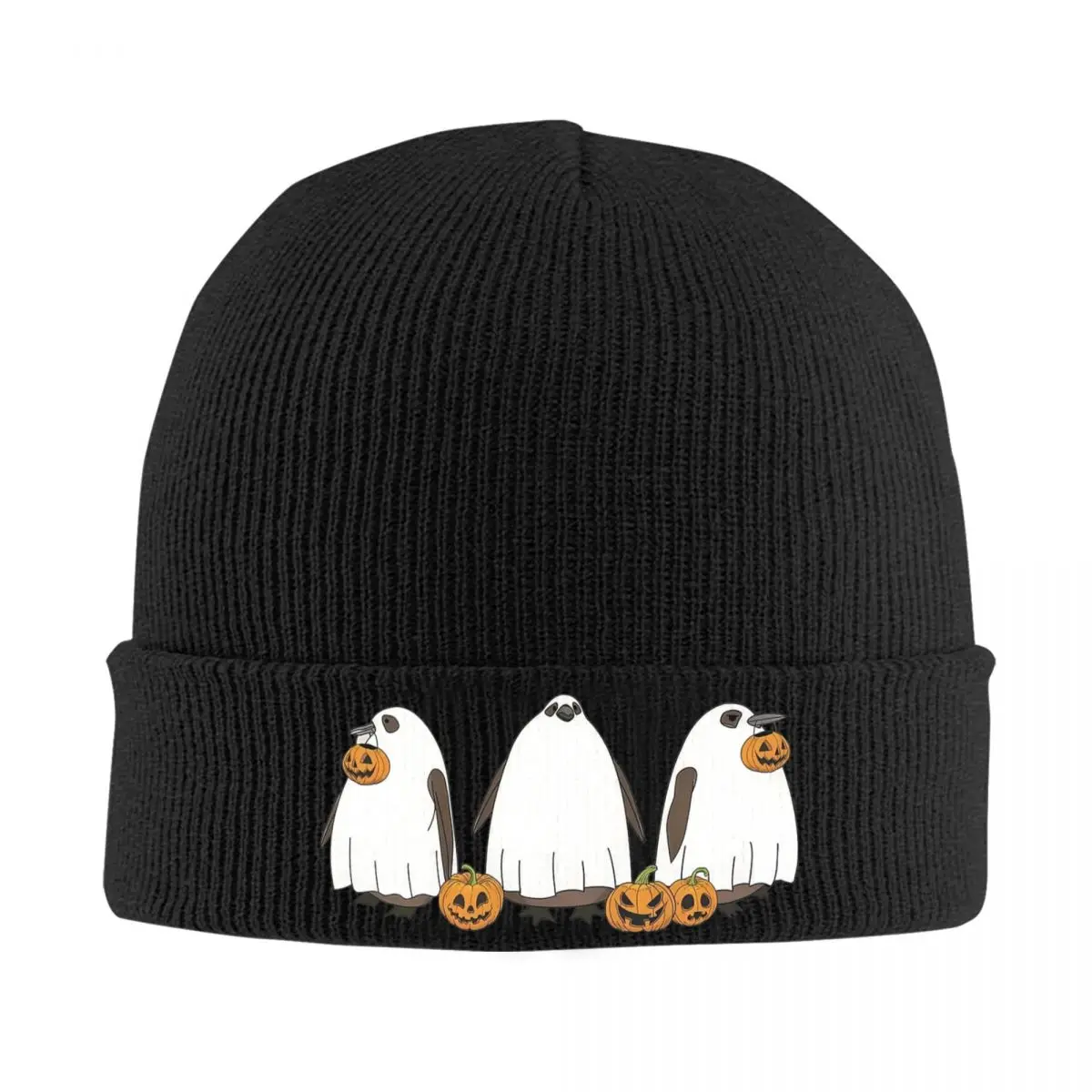 Halloween Pesto Penguin Knitted Caps Women's Men's Beanies Winter Hat Crochet Melon Cap