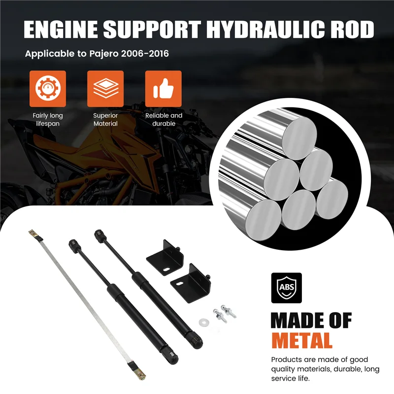 

Durable-For Mitsubishi Pajero 2006-2016 Hood Engine Support Hydraulic Rod Lifting Strut Spring Shock Absorber Rod Bracket