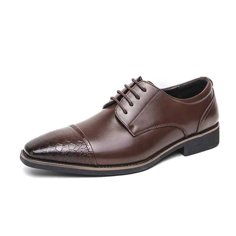 High-End Brogue Leather Shoes for Men, Genuine Leather Carved British Style Wedding Groom's Shoes, Hairstylist Wear-Resistant and Breathable Men's Shoes