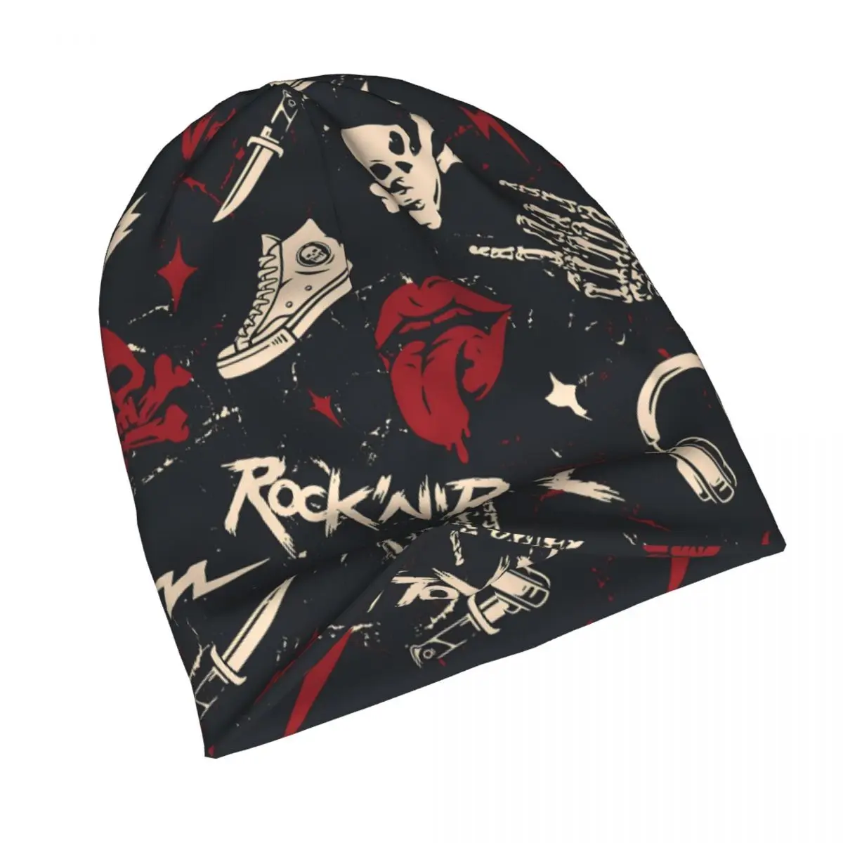 Bonnet Hats Graffiti Art Pattern Men Women\'s Thin Skullies Beanies Hat Rock And Roll Heavy Metal Autumn Spring Cap Street Caps