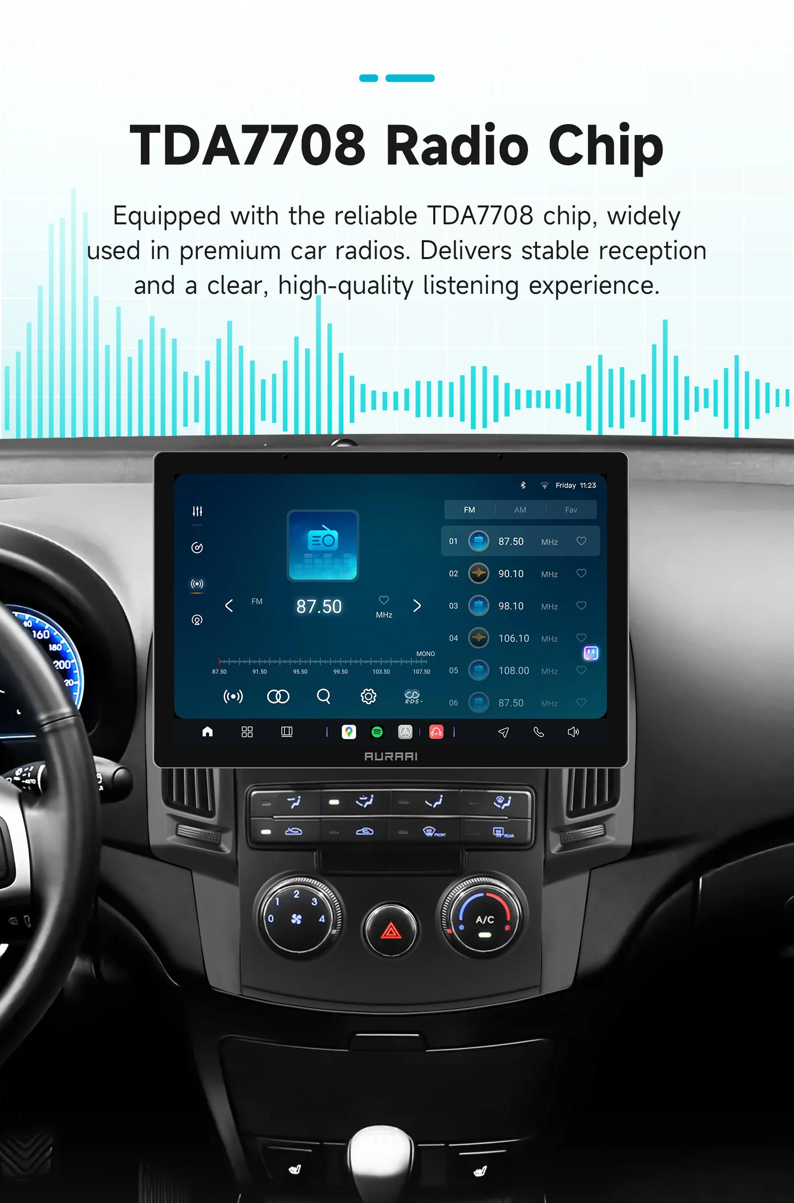 AURAAI X100 Android13 Intelligenter Autobildschirm für Hyundai I30 2006 - 2011 MT Auto CarPlay GPS DSP RDS SWC KI-Sprachsteuerung – Detail 21