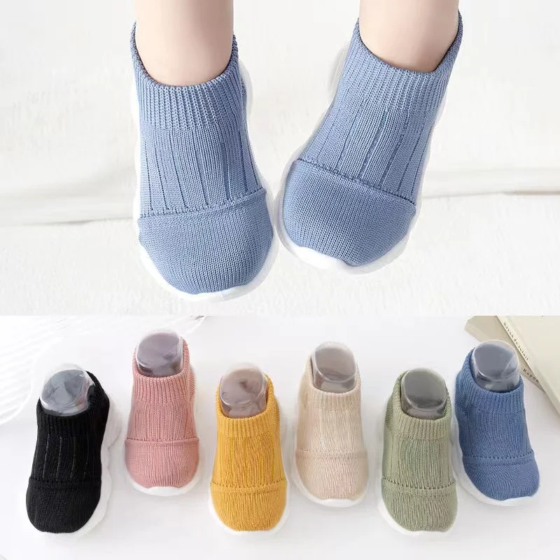 Toddler Slip-on Casual Shoes Spring Autumn 6-24M Boys Girls Baby Soft Bottom Sneakers Kids Cotton Knitted Non-Slip First Walker