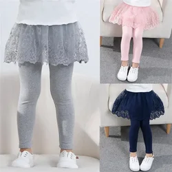 New Baby Girls Leggings Lace Princess Skirt-pants Spring Autumn Children Slim Skirt Trousers for 2-7 Years Kids Clothes